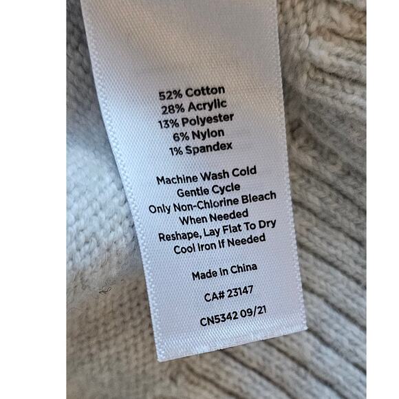 Talbots Racer Striped Soft Button Shoulder Bateau Neck Sweater Women Size L Gray - Picture 5 of 5